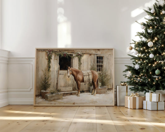 Festive Steed Awaits December's Journey