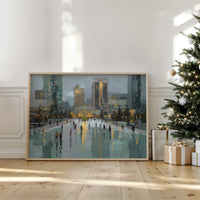 Metropolitan Frost: Holiday Skaters Beneath City Lights