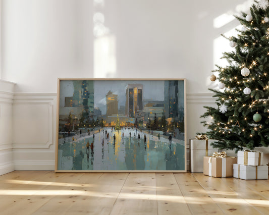 Metropolitan Frost: Holiday Skaters Beneath City Lights