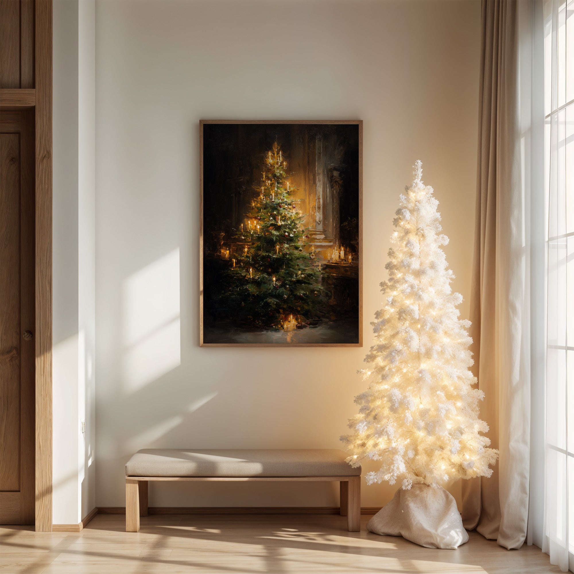 Candlelit Evergreen in Gilded Shadows