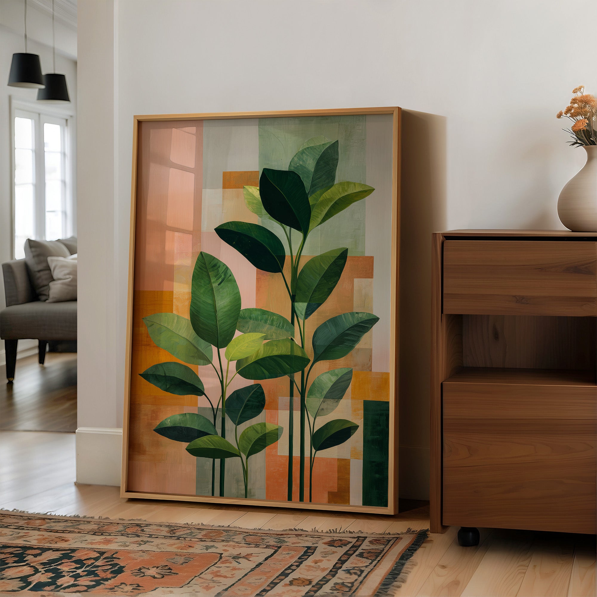 Geometric Harmony: Foliage in Warm Abstraction
