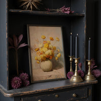 Sunlit Chrysanthemums in Cream Pottery