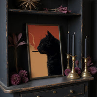 Midnight Rebellion: Feline's Smoky Contemplation