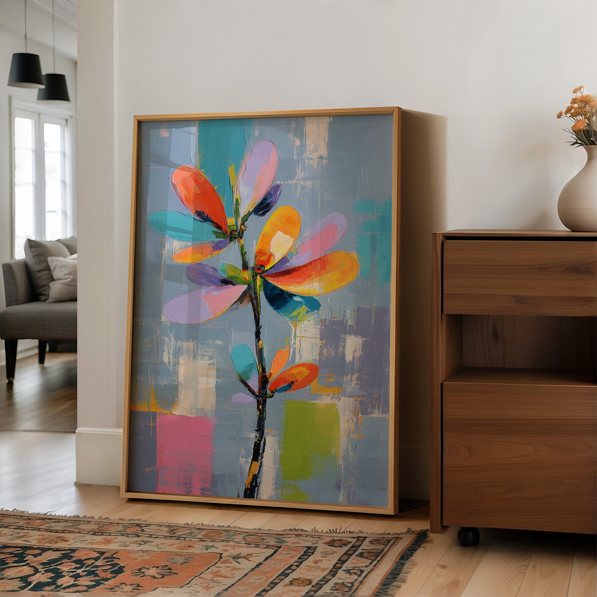 Chromatic Bloom Against Azure Canvas