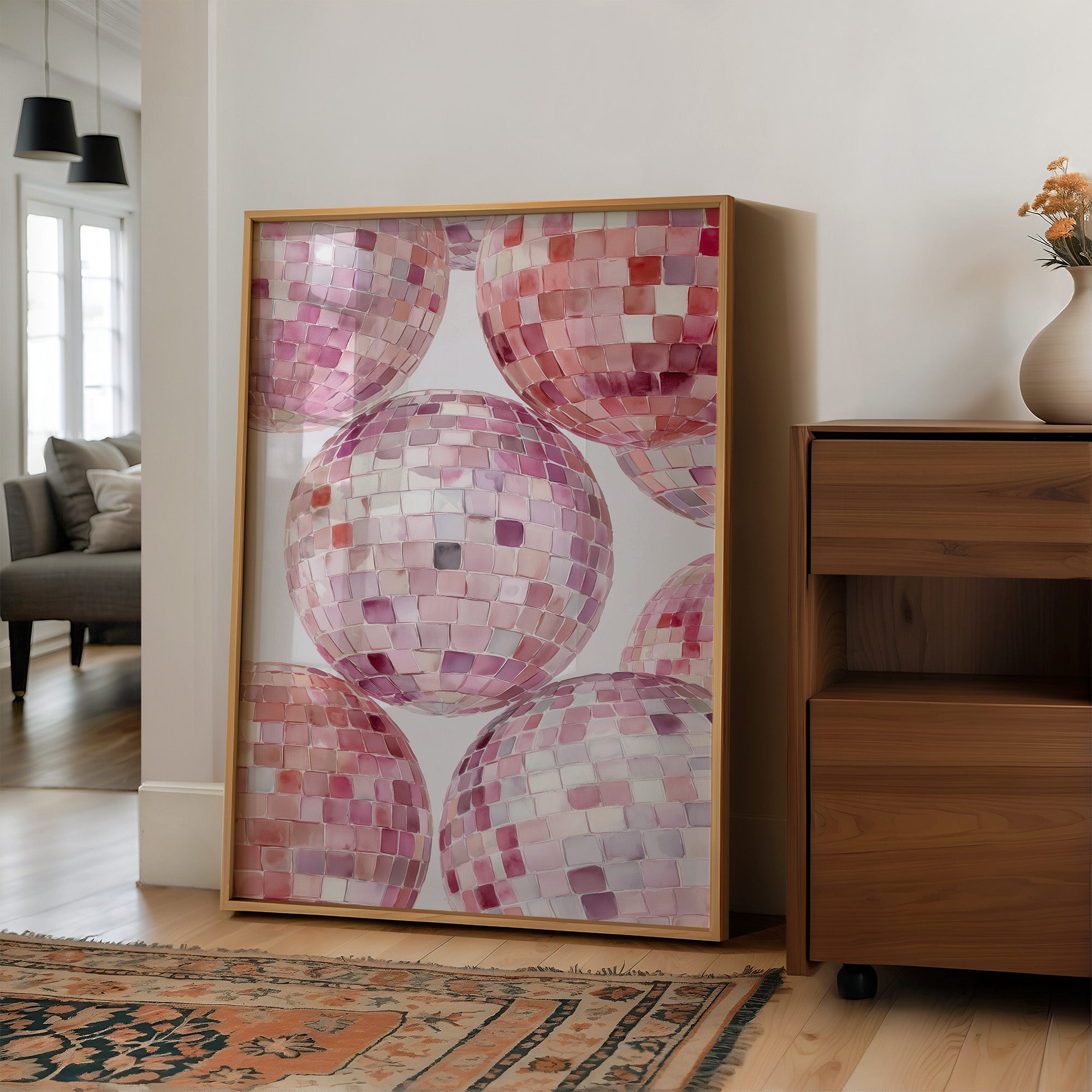Blush Ballroom: Disco Spheres in Pink