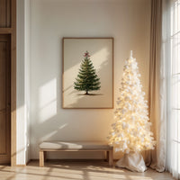 Vintage Evergreen with Crimson Bow