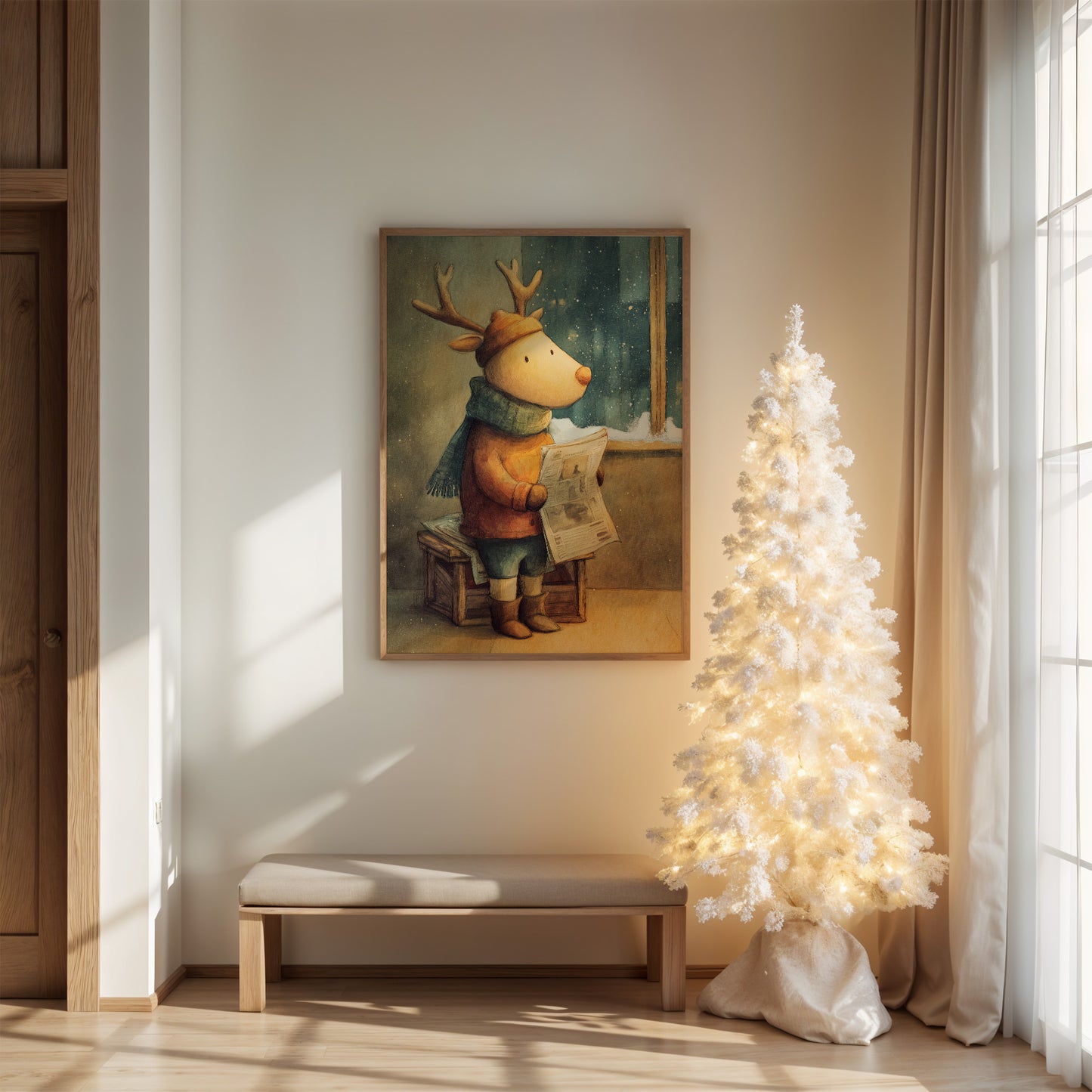 Winter Headlines: A Reindeer's Morning Ritual