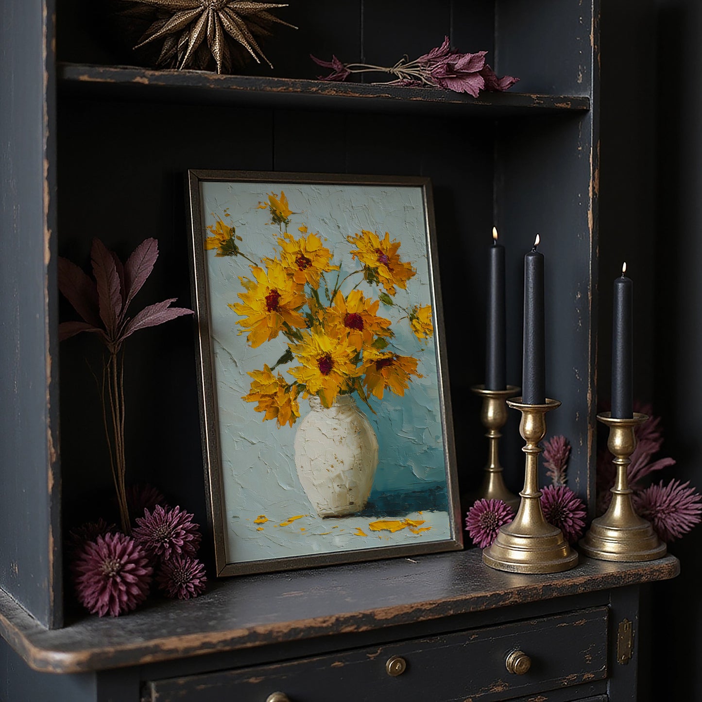 Sunburst Sunflowers in Palette Knife Texture