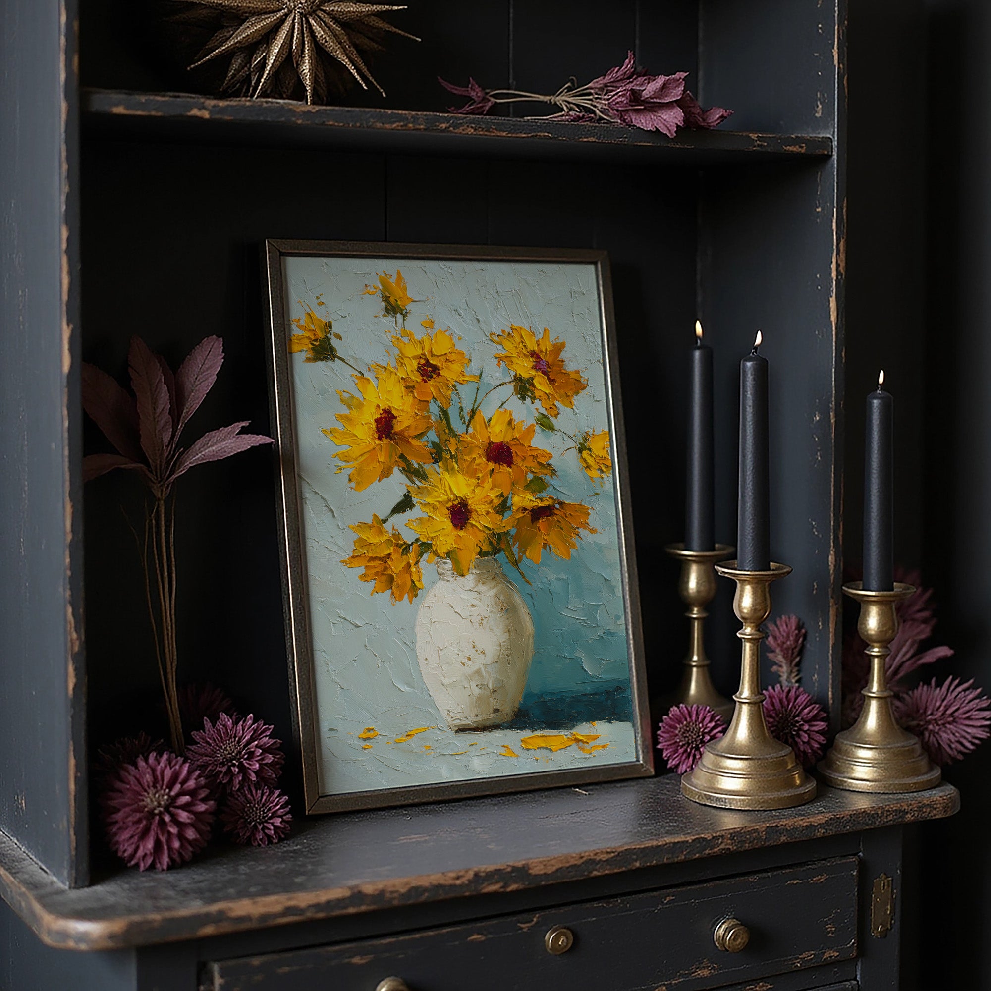 Sunburst Sunflowers in Palette Knife Texture