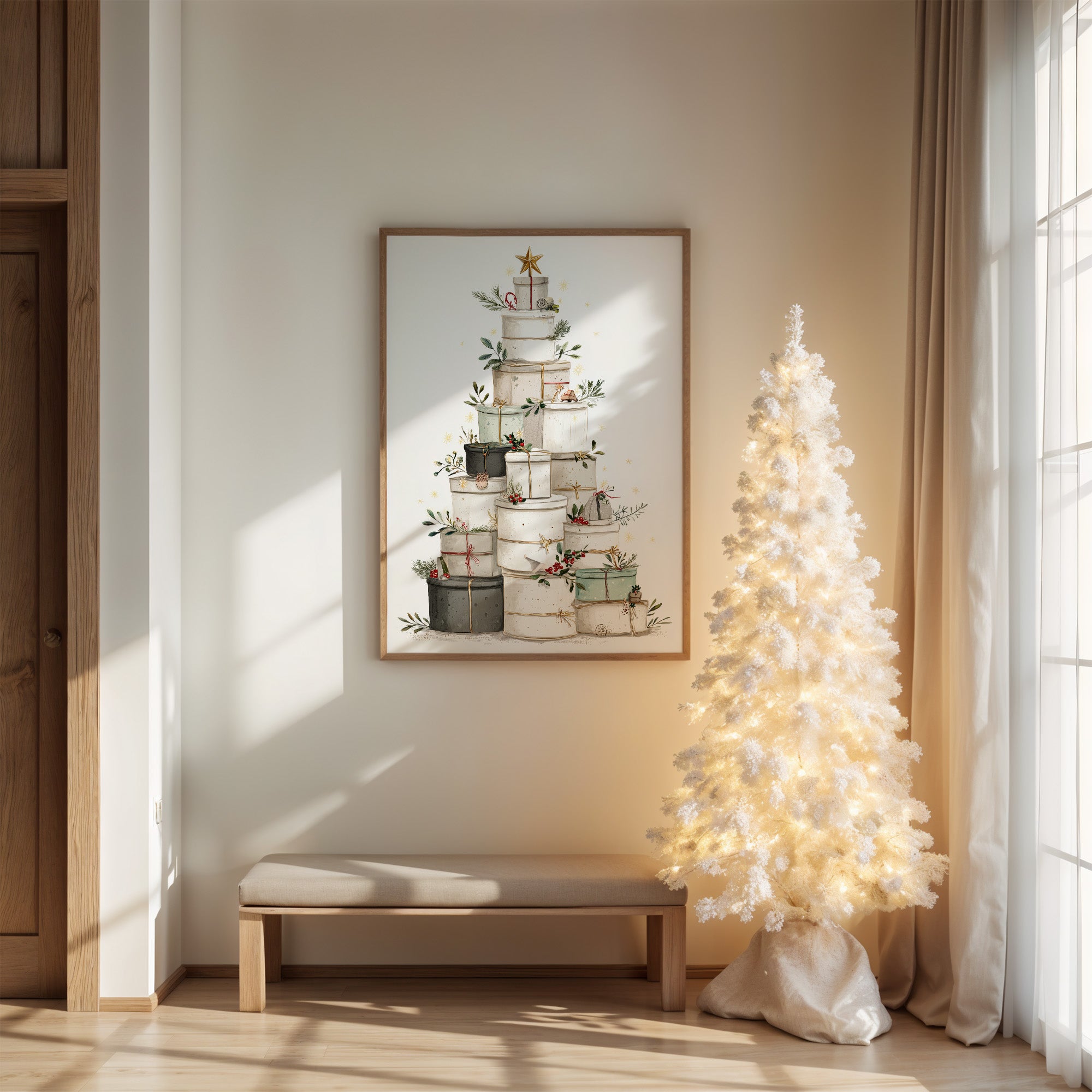 Stacked Treasures: A Festive Gift Tower