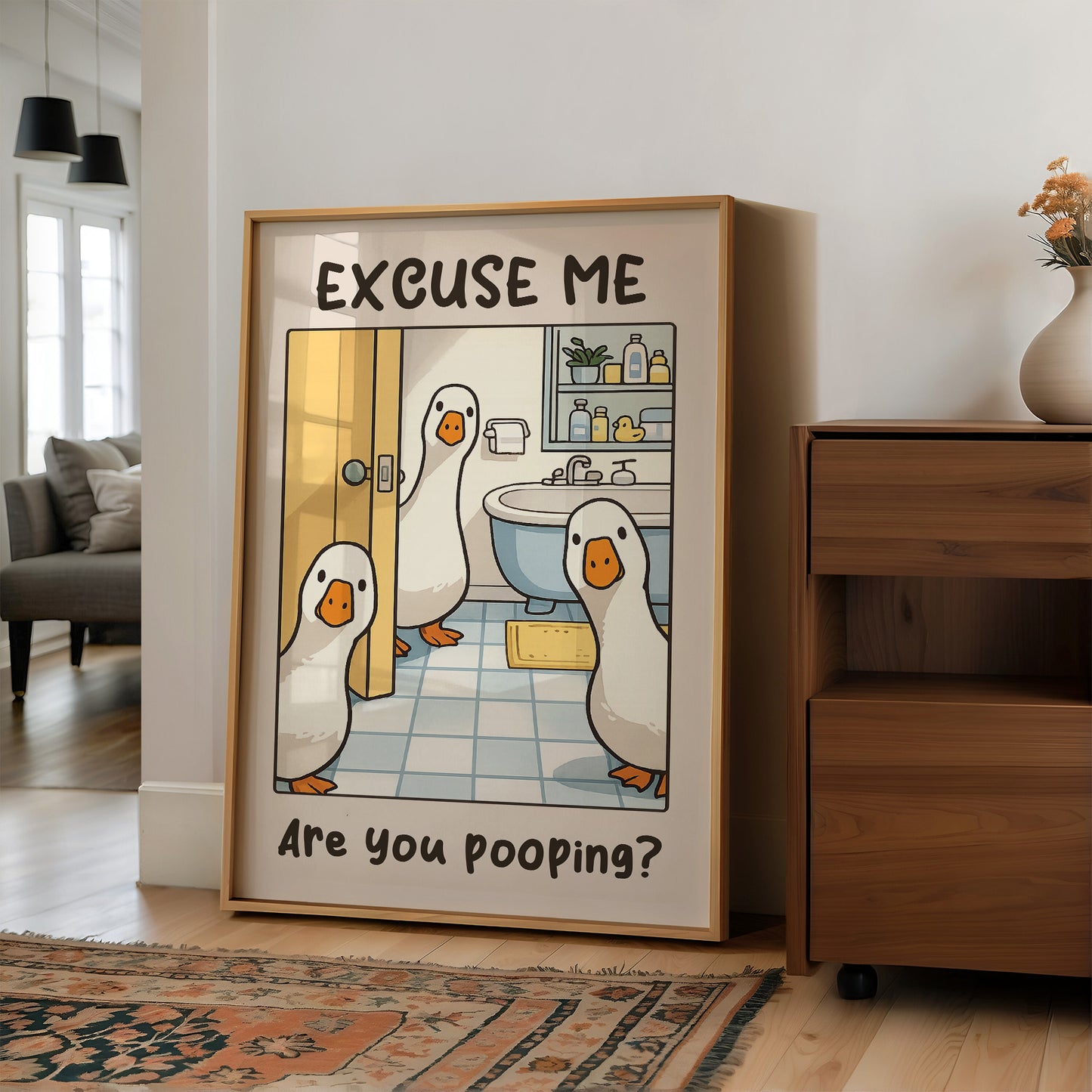 Bathroom Invasion: A Fowl Interruption