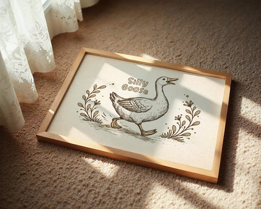Whimsical Waddle Through Sepia Fields