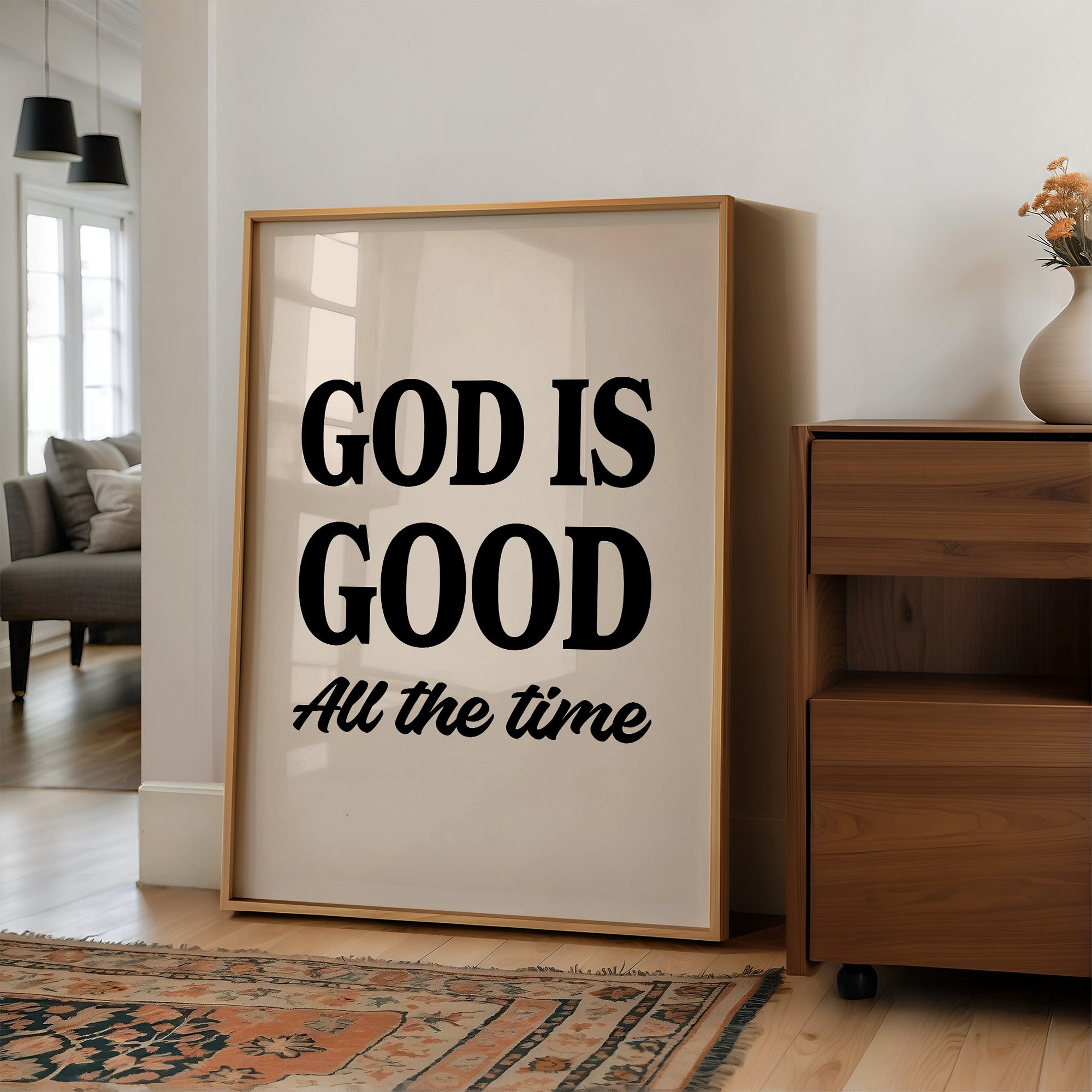 God is Good Affirmation in Bold Typography