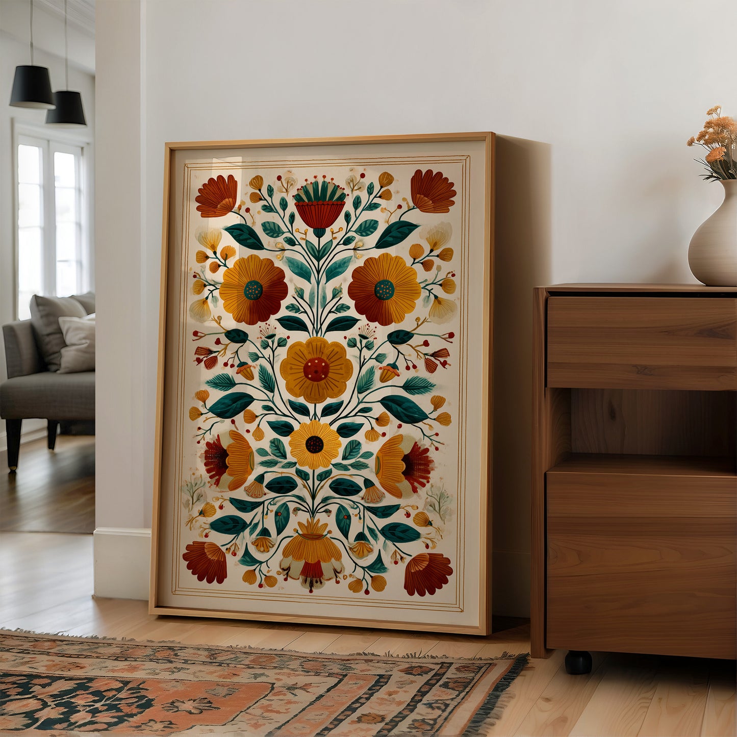 Symmetrical Garden: Autumn's Folk Tapestry