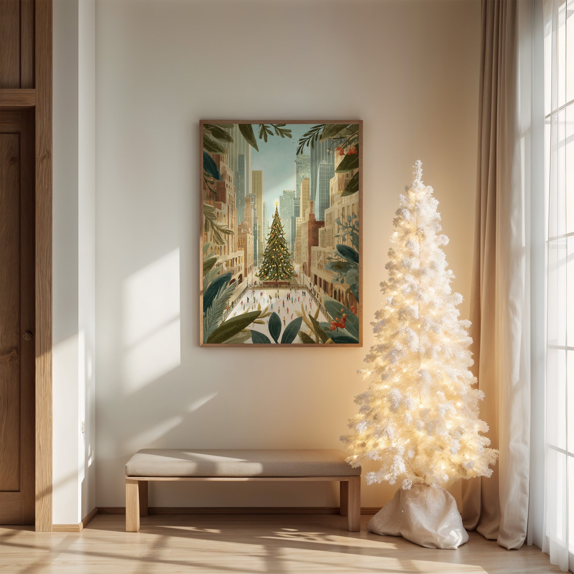 Metropolitan Yuletide: Skaters Beneath the Star