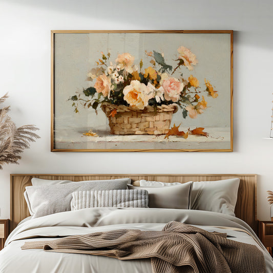 Woven Basket Cradles Peach Blooms
