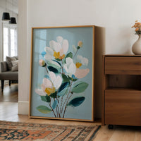 Textured Blossoms Against Azure Calm