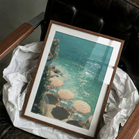 Mediterranean Terrace: Parasols by Azure Waters