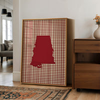Alabama Crimson State on Gingham