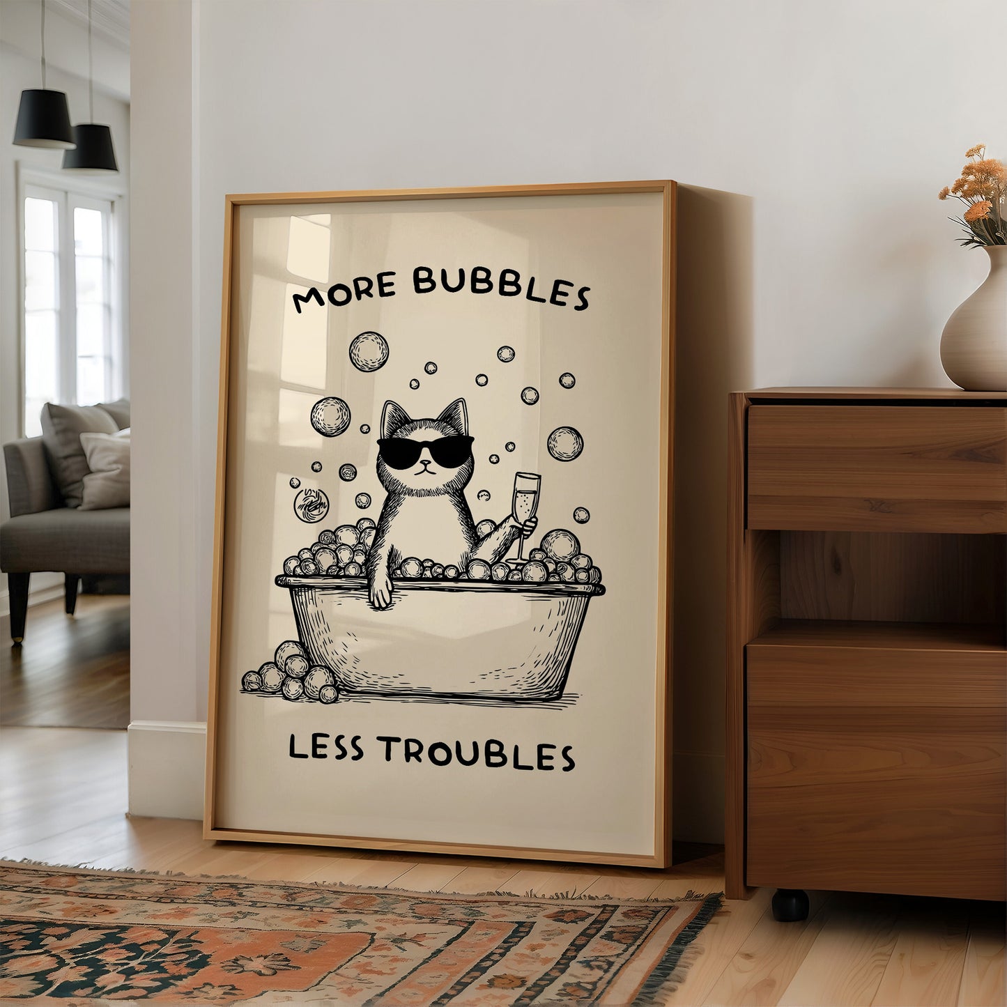 Feline Luxury: Champagne Bath Indulgence