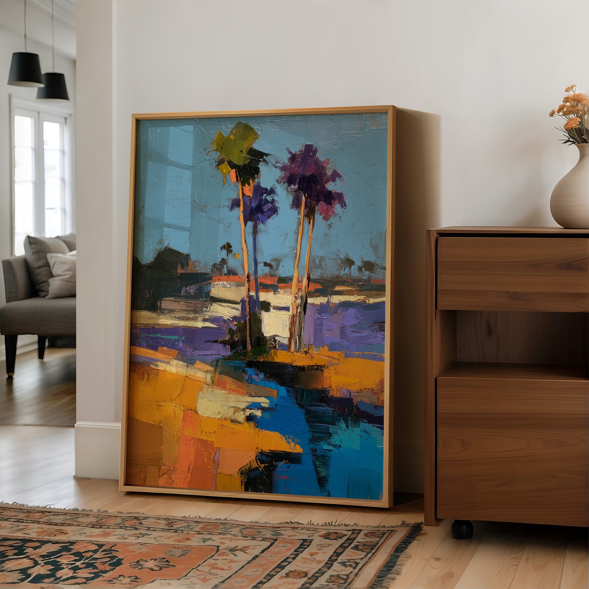 Coastal Palms in Abstract Twilight