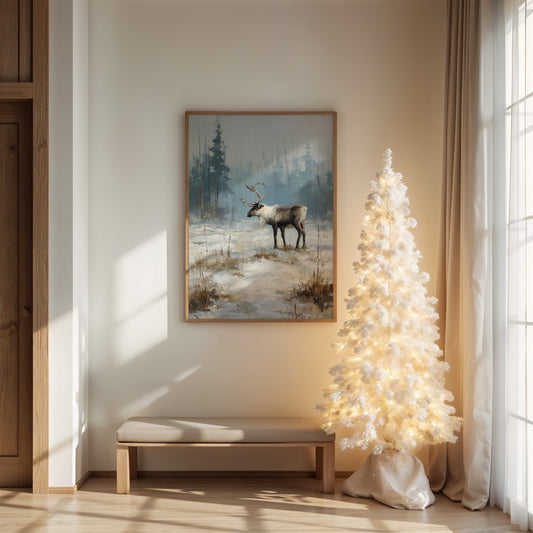 Silent Hooves Through Falling Snow