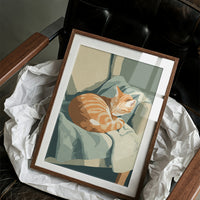 Ginger Kitten Curls In Gentle Arms