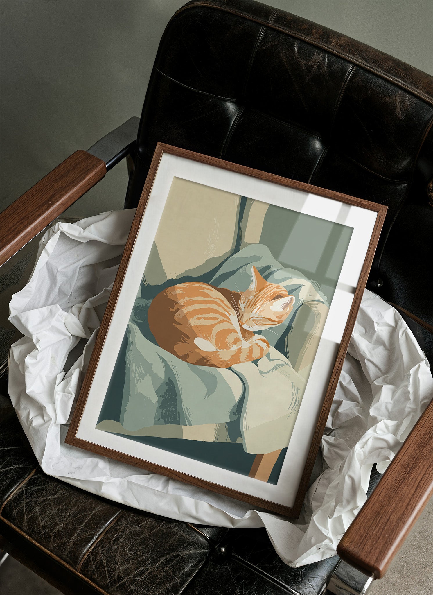 Ginger Kitten Curls In Gentle Arms