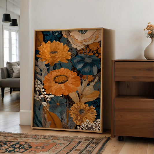 Golden Blooms Against Midnight Garden