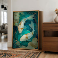 Koi Circle Through Lotus Depths