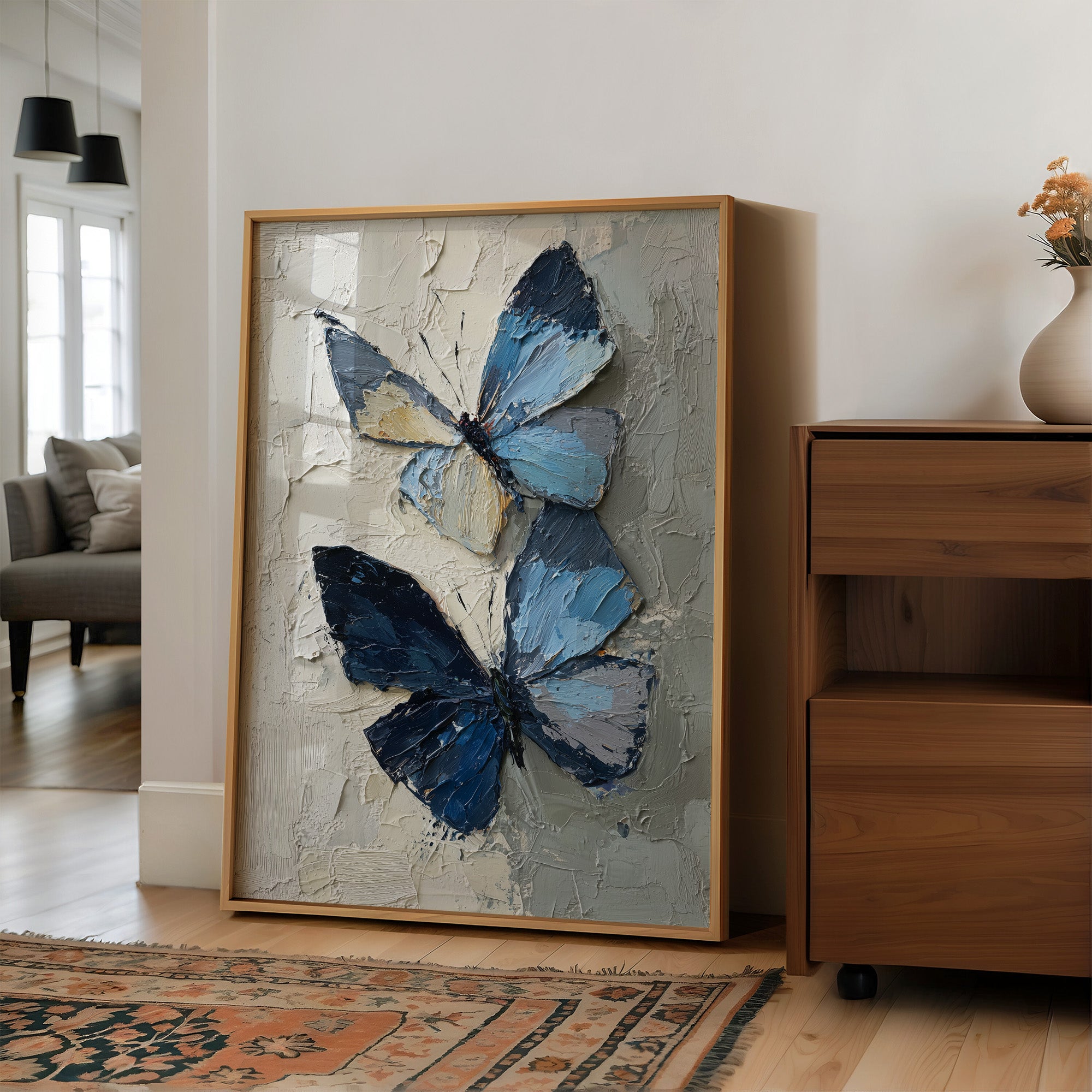 Blue Duet On Weathered Plaster