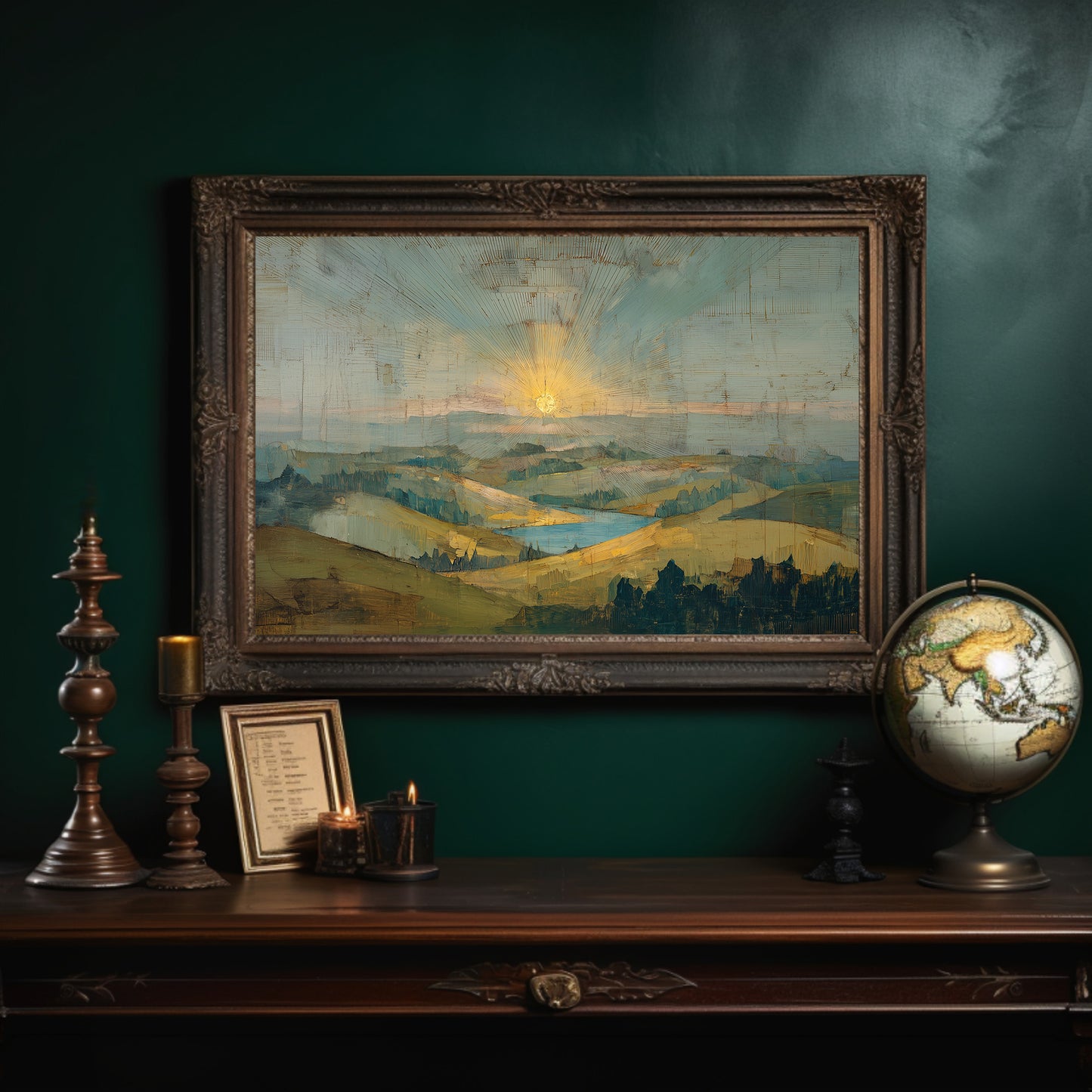 Dawn Breaks Over Rolling Hills