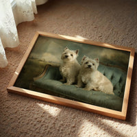 Two Terriers On Their Antique Settee