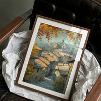 Autumn Leaves Frame Hillside Village