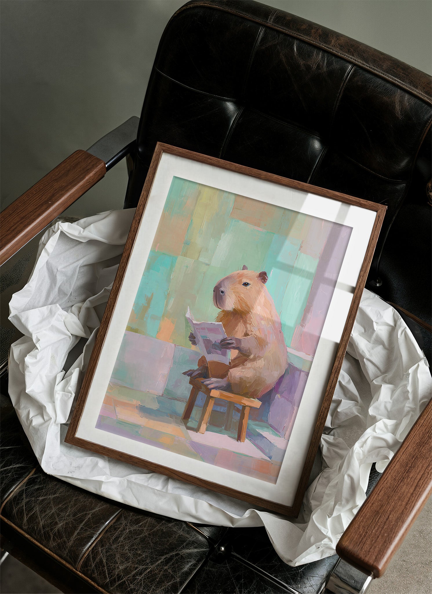 Capybara Reads the Sunday Paper