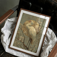 Heron Stands Where Blossoms Linger