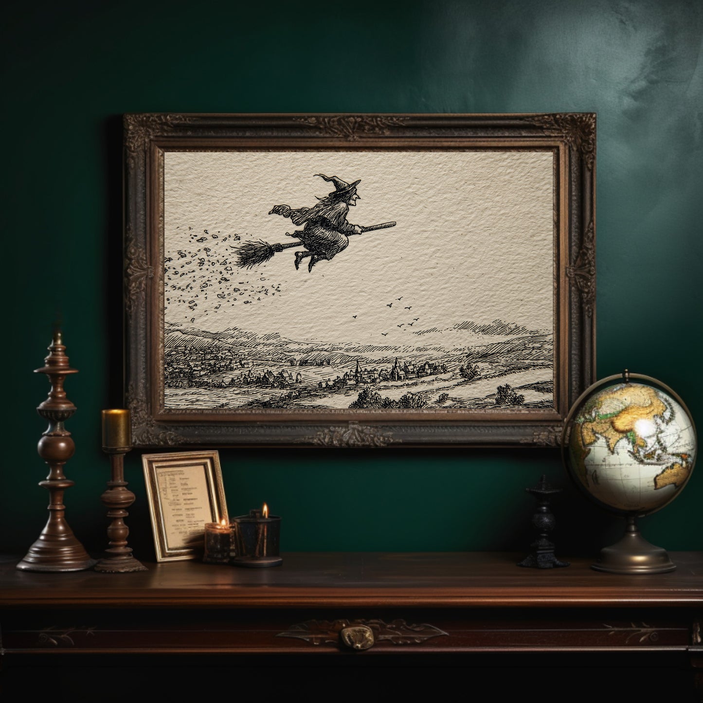 Broomstick Flight Over Sleeping Village