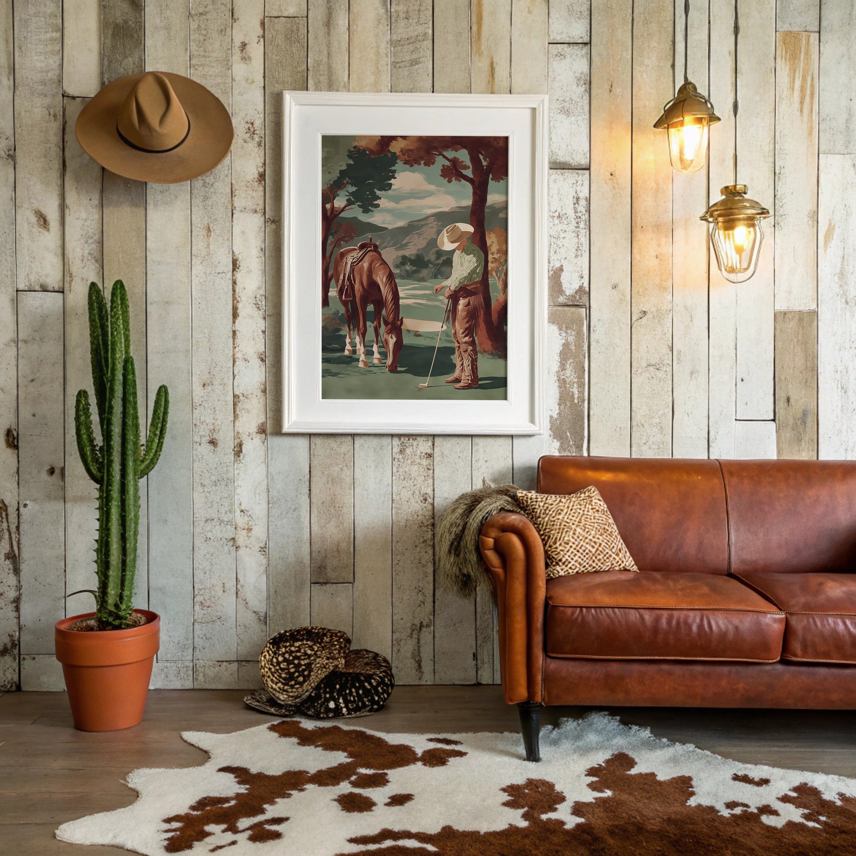 Pastoral Pause: Cowboy's Unexpected Fairway