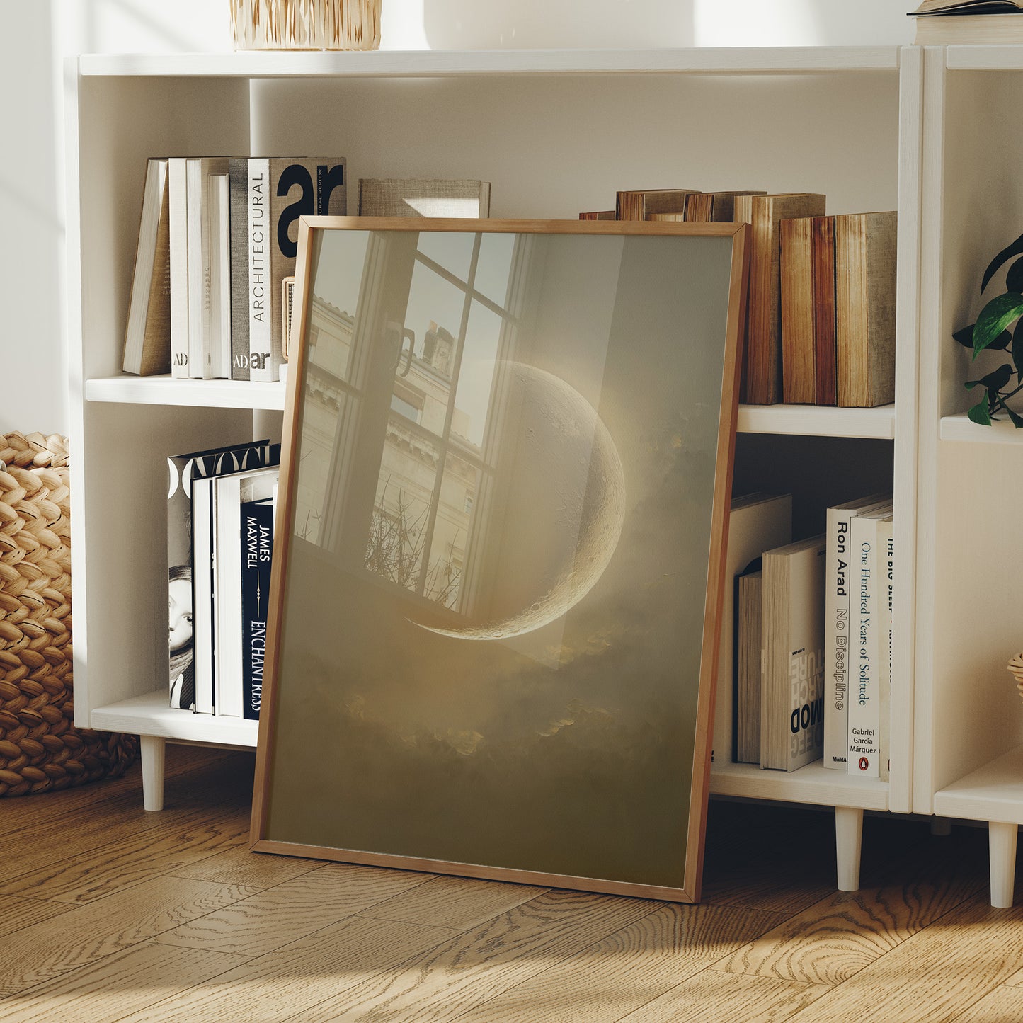 Crescent Moon Bathes In Golden Mist