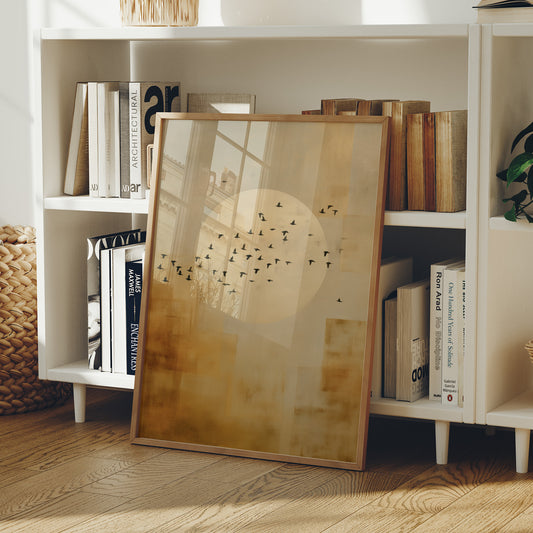 Birds Dance Against Golden Skies