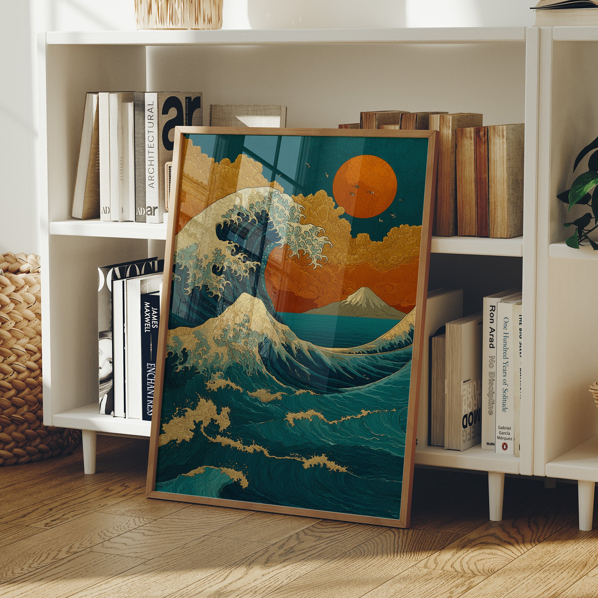 Teal Waves Chase Golden Horizons