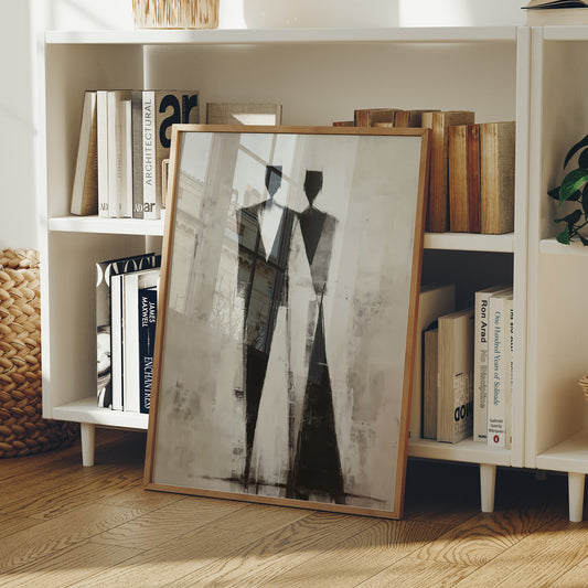 Monochrome Figures Dance Through Fog