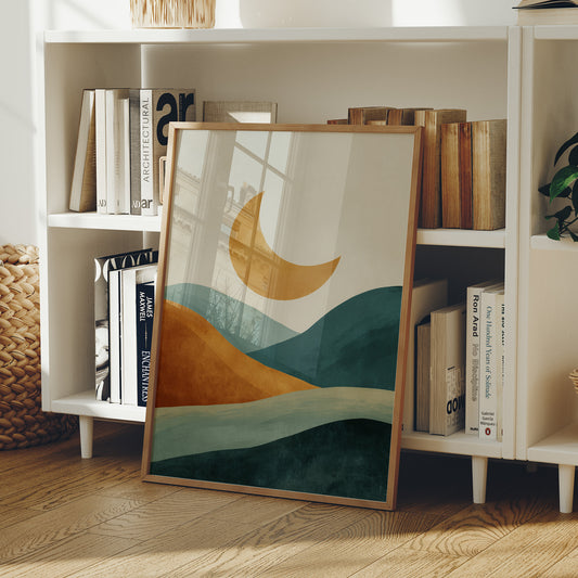 Golden Moon Rides Forest Waves