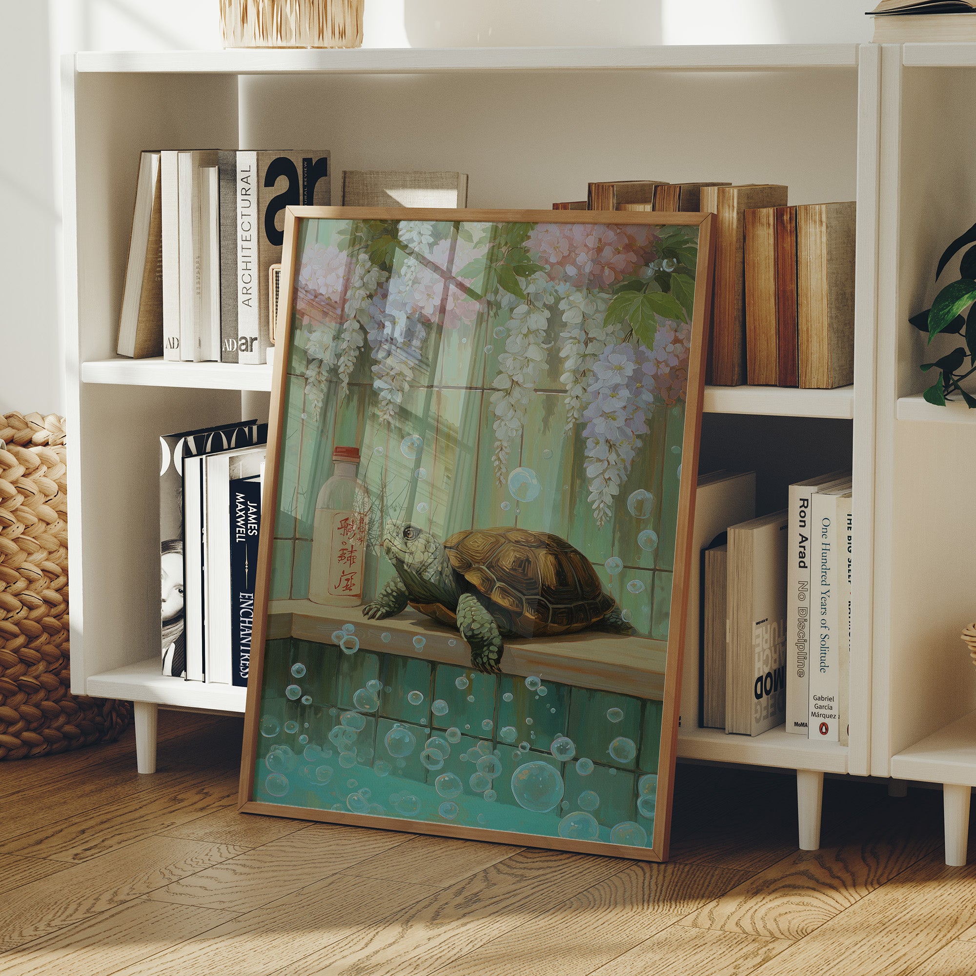 Turtle Dreams Among Wisteria Blooms