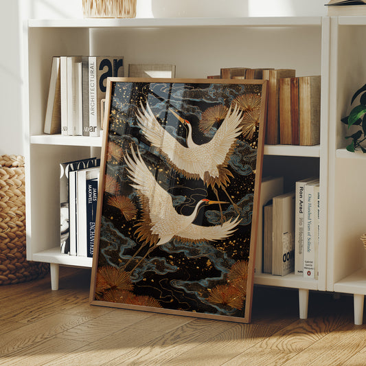 Celestial Cranes Dance Through Starlight