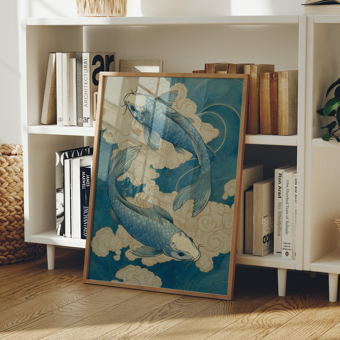 Azure Koi Dance Through Clouds