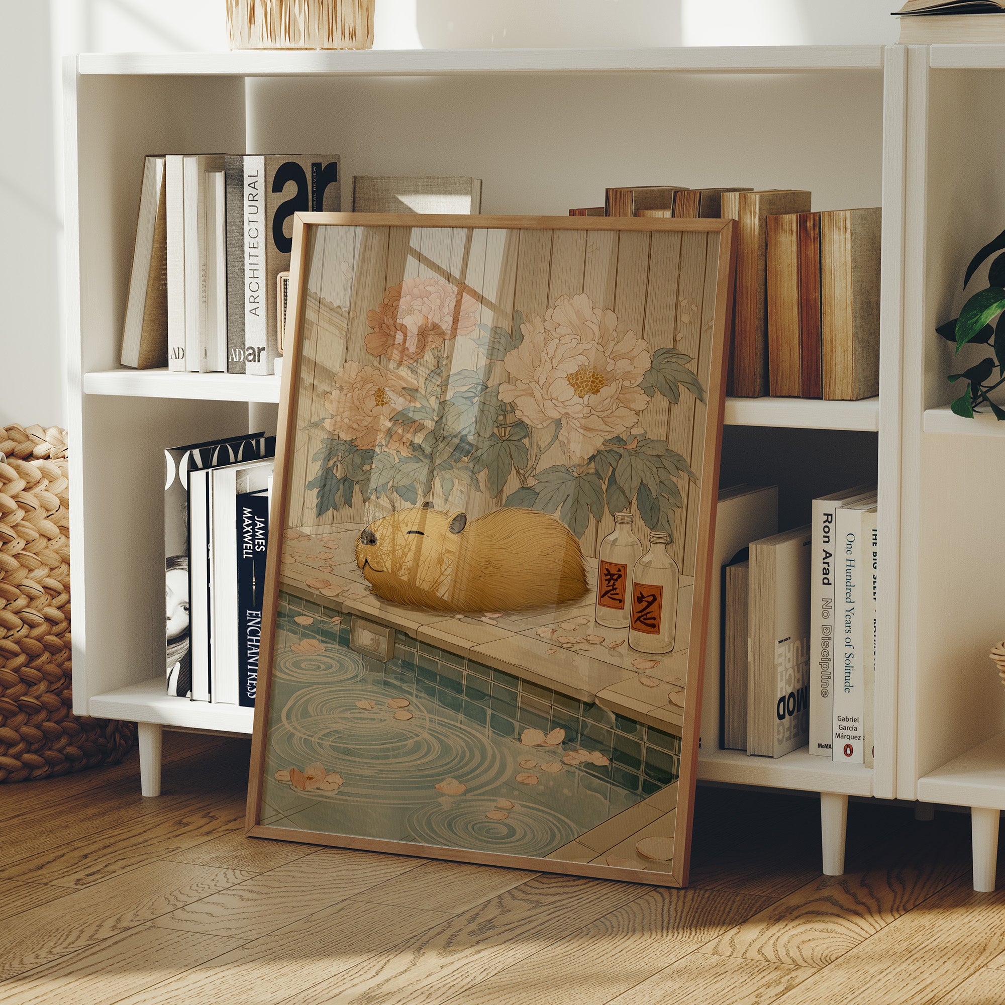 Poolside Capybara Dreams Of Peonies