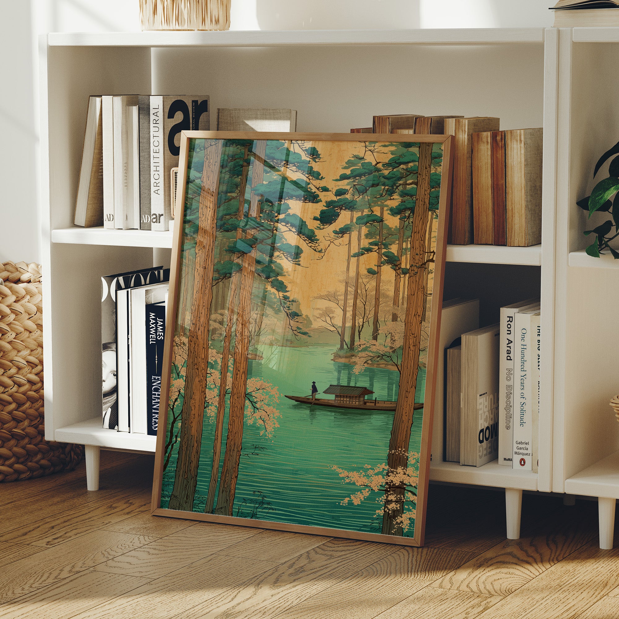 Tranquil Waters Between Sacred Pines