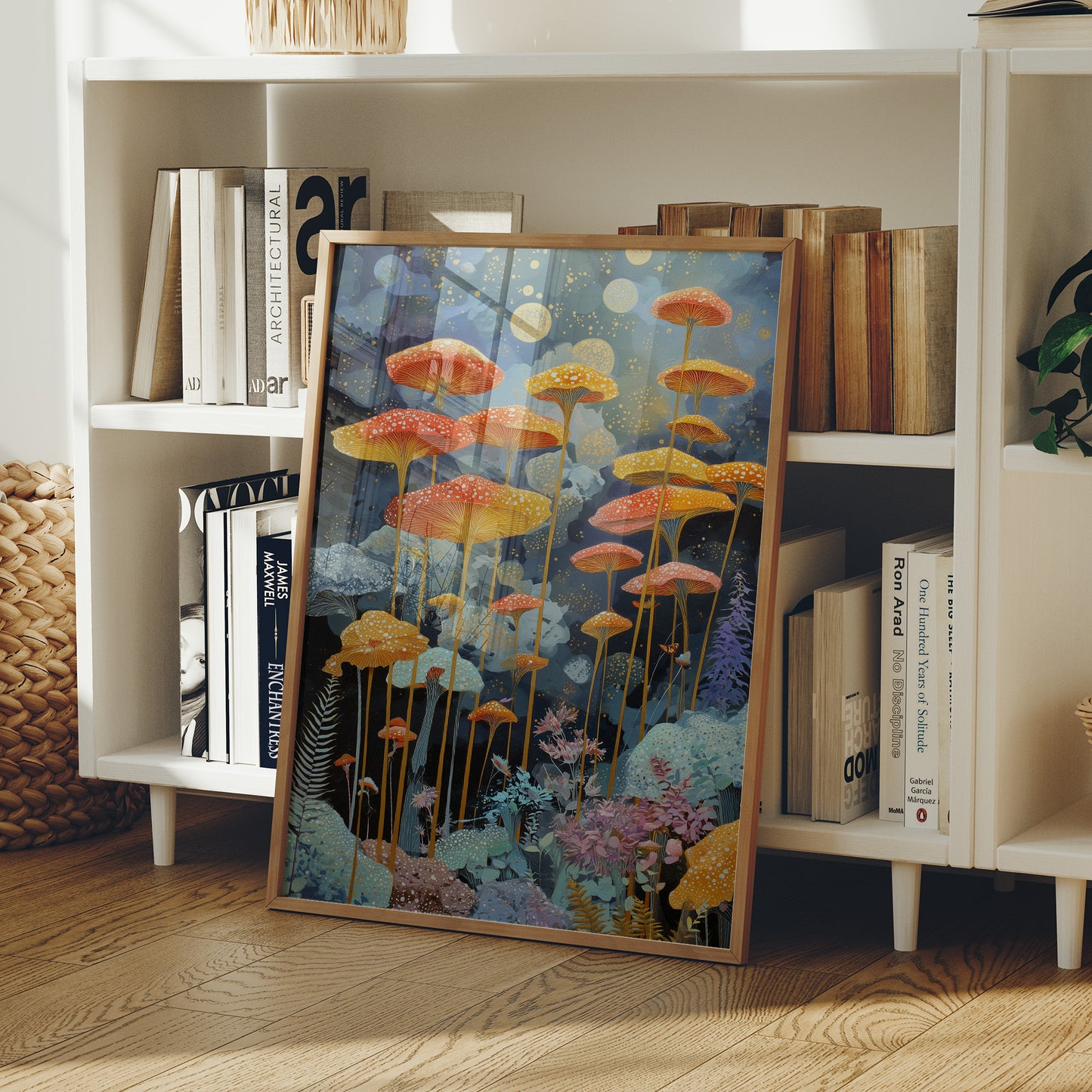 Luminous Mushrooms Dance Under Stars