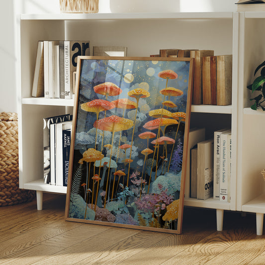 Luminous Mushrooms Dance Under Stars